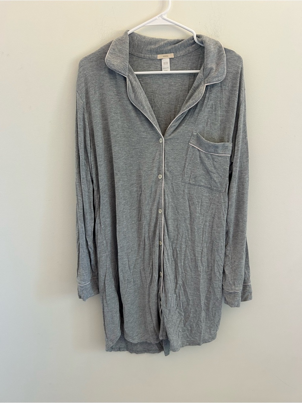 Eberjey Grey Long-Sleeve Button Pajama Shirt